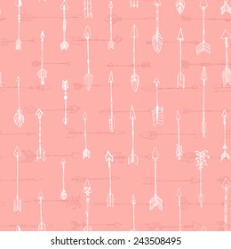 Ethnic colorful seamless pattern made in vecor. Texture with tribal indian hand drawn arrows. Native american background design. 