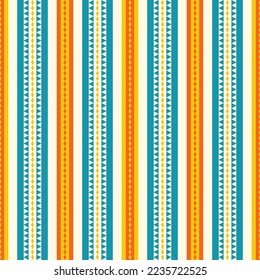 Ethnic colorful stripes pattern. Vector geometric triangle colorful line stripes seamless pattern background. Geometric colorful stripes pattern for fabric, home decoration elements, upholstery, wrap.