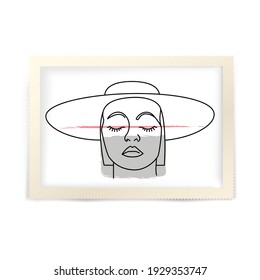 Ethnic concept, abstract surreal face. Vector contour face of a woman. Abstract female image, face of a young girl surreal outline. Vector linear illustration.