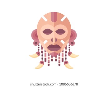 Ethnic concept. Mask of an unknown tribe on white background. Vector illustration