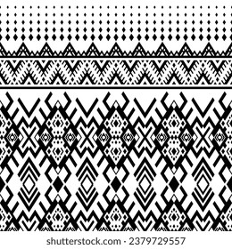 Ethnic contemporary seamless geometric pattern. Border ornament. Native american Navajo Aztec and Mexican tribal. Black and white colors. Design for fabric, textile, ornament, printing, interior, rug.