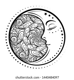 Ethnic cresent moon motif. Antistress coloring page