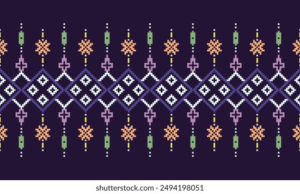 Ethnic cross stitch pattern in traditional style for printing on fabric, dress, mat, rug, curtain, wraps, sarong, clothing, scarf , shawl, pants, background