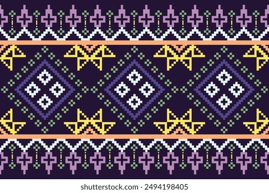 Ethnic cross stitch pattern in traditional style for printing on fabric, dress, mat, rug, curtain, wraps, sarong, clothing, scarf , shawl, pants, background