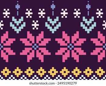 Ethnic cross stitch pattern in traditional style for printing on fabric, dress, mat, rug, curtain, wraps, sarong, clothing, scarf , shawl, pants, background