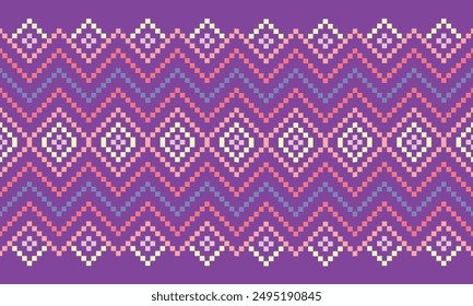 Ethnic cross stitch pattern in traditional style for printing on fabric, dress, mat, rug, curtain, wraps, sarong, clothing, scarf , shawl, pants, background