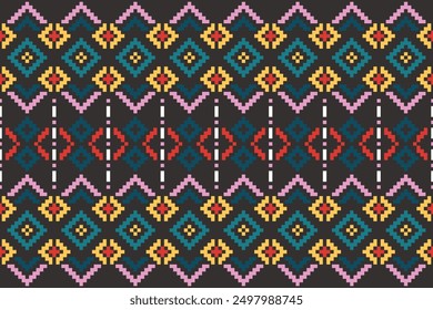 Ethnic cross stitch pattern in traditional style for printing on fabric, dress, mat, rug, curtain, wraps, sarong, clothing, scarf, shawl, pants, background