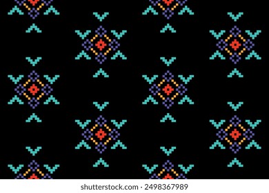 Ethnic cross stitch pattern in traditional style for printing on fabric, dress, mat, rug, curtain, wraps, sarong, clothing, scarf, shawl, pants, background