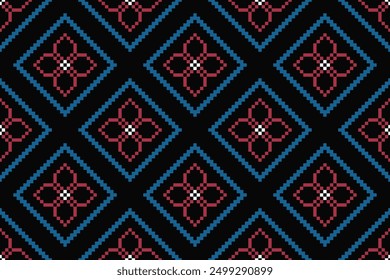 Ethnic cross stitch pattern in traditional style for printing on fabric, dress, mat, rug, curtain, wraps, sarong, clothing, scarf, shawl, pants, background