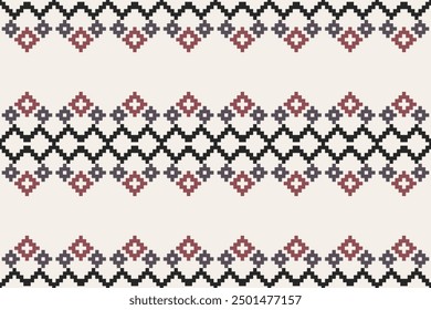 Ethnic cross stitch pattern in traditional style for printing on fabric, dress, mat, rug, curtain, wraps, sarong, clothing