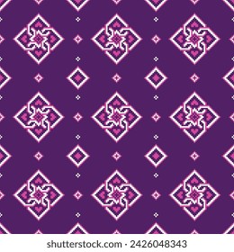 Ethnic cross stitch patterns fabric pattern art vector illustration design by geometric aztec batik fabric knitting square cloth handmade background