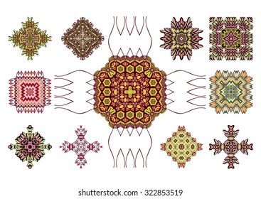 Ethnic cultural identity symbols for the page decoration. Vector illustration. Isolated on the white background. 