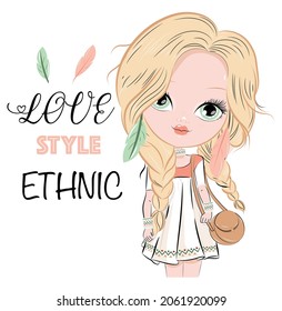 Ethnic Cute Girl. Love Style Ethnic 