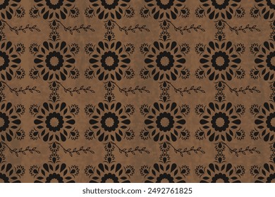 Ethnic damask flowers pattern seamless black and brown vintage for fabric ,textile ,background,carpet,curtain,wallpaper,wrapping,clothing.