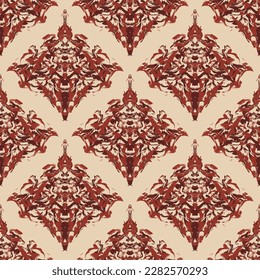 Ethnic damask pattern red tone.  Design for fabric, carpet, wallpaper, background