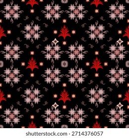 Ethnische Damast Muster, nahtloses Design orientalischen Stil, Illustration, Tapeten, Kleidung, Stoff Stickerei Stil, Sarong, Schal, Dekoration
