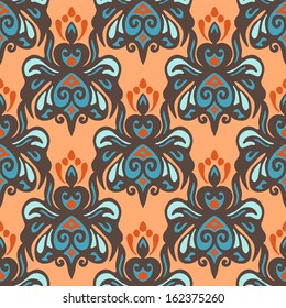 Ethnic damask seamless vector pattern