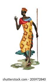 Ethnic dance african man. Tracing watercolors