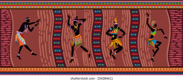 Ethnic dance african men and women