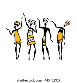 Ethnic dancers set. Vector illustration isolated on white background