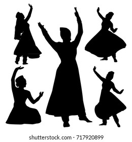 Ethnic dancers silhouettes