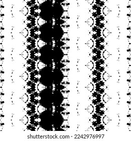 Ethnic Dark Doodle Vector. Black Color Native Wavy Batik. Abstract Aztec Ink Pattern. Doodle Ikat Ink Print. Black Colour Art Scribble Pattern. Simple Geometric Pattern. Seamless Art Tribal Repeat