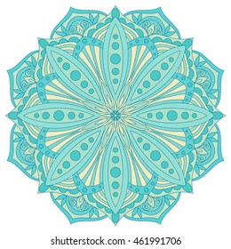 Ethnic decorative design element. Colorful vector mandala symbol. Round abstract floral ornament.