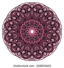Ethnic decorative element circle Mandala. Vector illustration. Hand drawn backdrop. Boho style.