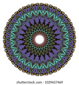 Ethnic decorative element circle Mandala. Vector illustration. Hand drawn backdrop. Boho style.