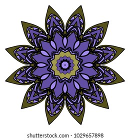 Ethnic decorative element circle Mandala. Vector illustration. Hand drawn backdrop. Boho style.