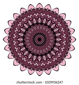 Ethnic decorative element circle Mandala. Vector illustration. Hand drawn backdrop. Boho style.