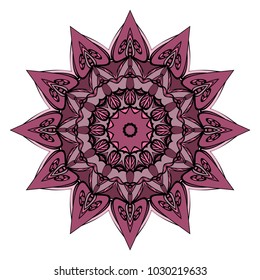 Ethnic decorative element circle Mandala. Vector illustration. Hand drawn backdrop. Boho style.