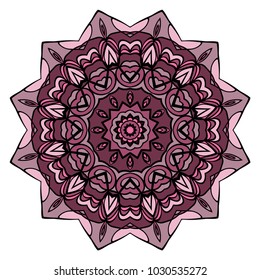Ethnic decorative element circle Mandala. Vector illustration. Hand drawn backdrop. Boho style.