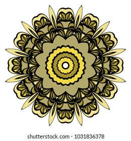 Ethnic decorative element circle Mandala. Vector illustration. Hand drawn backdrop. Boho style.