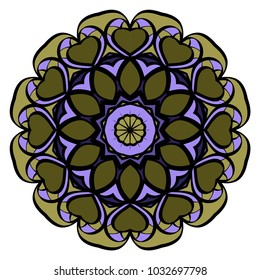 Ethnic decorative element circle Mandala. Vector illustration. Hand drawn backdrop. Boho style.