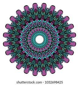 Ethnic decorative element circle Mandala. Vector illustration. Hand drawn backdrop. Boho style.