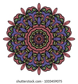 Ethnic decorative element circle Mandala. Vector illustration. Hand drawn backdrop. Boho style.