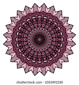 Ethnic decorative element circle Mandala. Vector illustration. Hand drawn backdrop. Boho style.