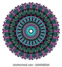 Ethnic decorative element circle Mandala. Vector illustration. Hand drawn backdrop. Boho style.