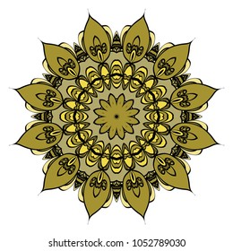 Ethnic decorative element circle Mandala. Vector illustration. Hand drawn backdrop. Boho style.