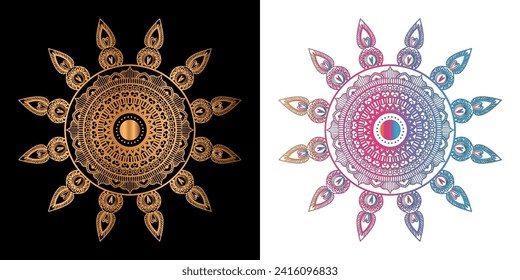 Ethnic decorative element luxury golden mandala design