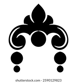 Ethnic decorative element in old Russian medieval folk style. Black and white silhouette.
