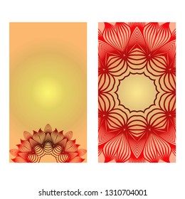 Ethnic Decorative Flyers With Floral Mandala. Templates Vector Illustration.Luxury sunrise gold color.
