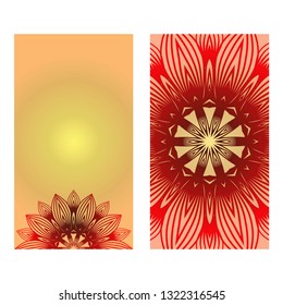 Ethnic Decorative Flyers With Floral Mandala. Templates Vector Illustration.Luxury sunrise gold color.