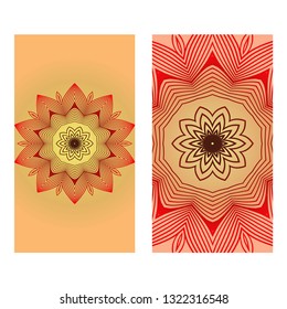 Ethnic Decorative Flyers With Floral Mandala. Templates Vector Illustration.Luxury sunrise gold color.