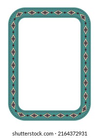 Ethnic decorative frame. Rectangular border with Mexican textile pattern. Size A4.