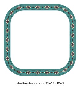 Ethnic decorative frame. Square border with Mexican textile pattern.