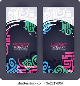 Ethnic decorative motives. Vector abstract backgrounds. Hand texture drawn. Set cards.