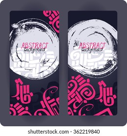 Ethnic decorative motives. Vector abstract backgrounds. Hand texture drawn. Set cards.