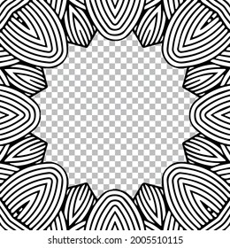 Ethnic decorative pattern in the style of oriental handmade. Geometric isolated black white frame for text. Template for creativity, coloring.